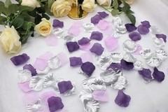 900PCS Purple Lavender Silver Silk Rose Petal Violet Lilac Silver Artificial