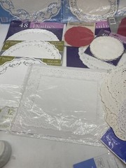 Huge Lot Lace Paper Doilies Lg Med Small Red white Oval Round Square Party Craft