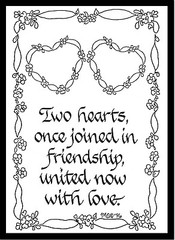 TWO HEARTS ONCE JOINED IN FRIENDSHIP Matted Calligraphy