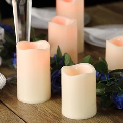 5 pcs 4″ 5″ 6″ tall Ivory LED Pillar Candles Lights Remote Control Party Sale
