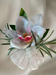 Hand Made wrist Corsage and boutonniere Set