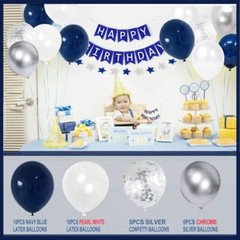 Birthday Decorations Men Blue | Navy Blue White Silver Party Decorations |