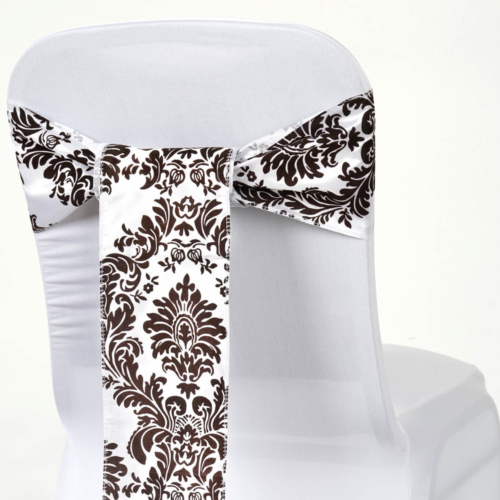 150 pcs CHAIR SASHES FLOCKING DAMASK Ties Bows Wedding Party Decorations SALE