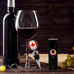 Canada Flag Wine Bottle Stopper in Gift Box, Perfect for 4 Inches, Multicolor