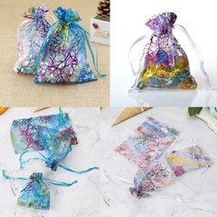 10Pcs Coralline Organza Gift Bags Party Wedding Favor Bags Jewelry Pouches