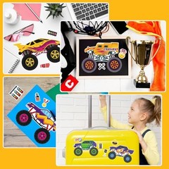 24 Sheets Stickers for Kids, Colorful, Premium Quality, Make Monster Truck