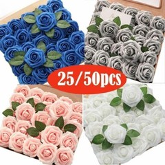 25/50x Artificial Fake Plant Bunch Rose Flowers Bouquet Home Decor Wedding Party