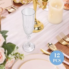 Pcs Plastic Champagne Flutes,Champagne Glasses Bulk, Made of Durable 12 White