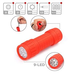 10-Pack, 9-LED Mini Flashlight Set, 30-Pieces AAA Batteries are Included and