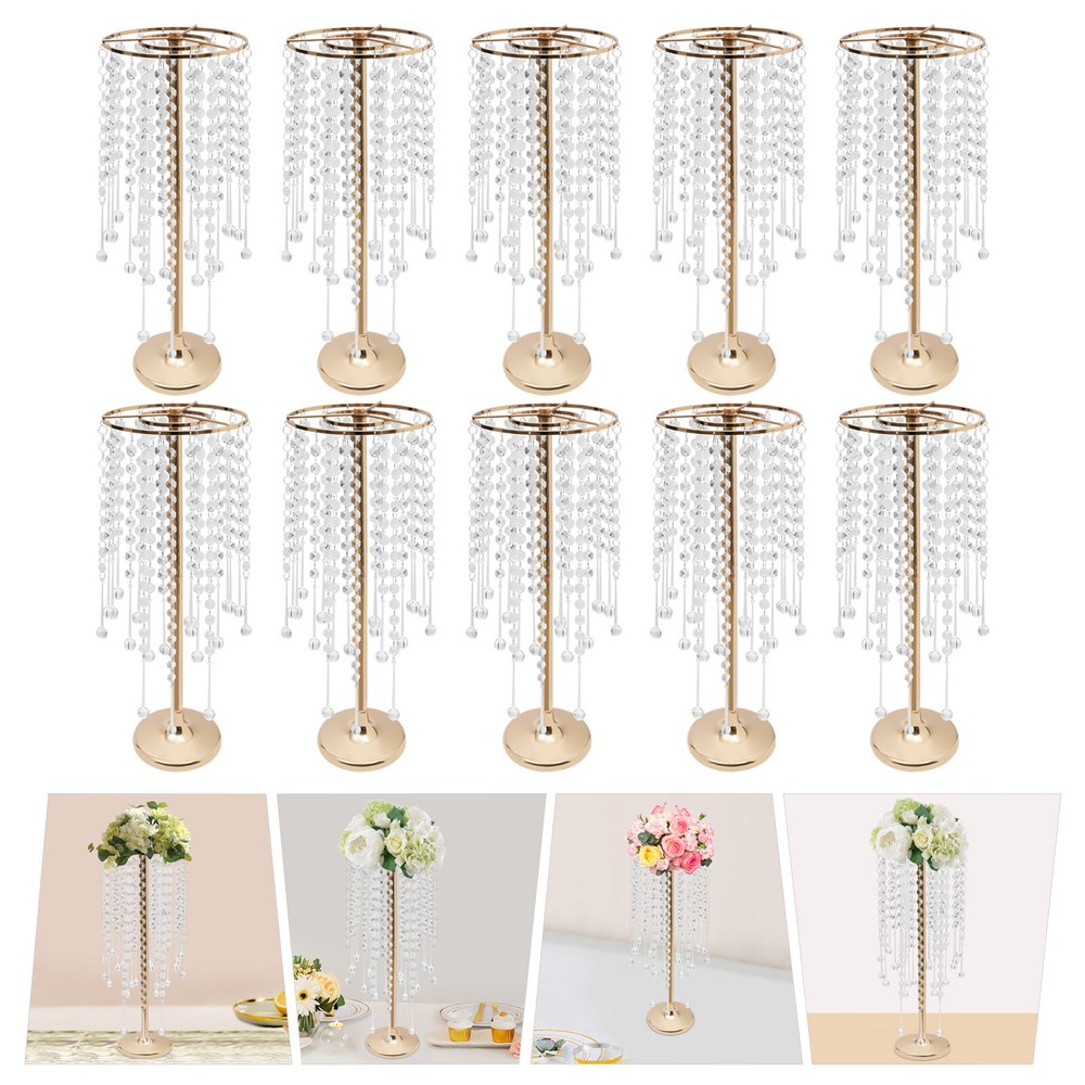 10 Pc Crystal Flower Stand Table Centerpieces For Wedding Gold Flower Holder