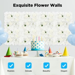 3D Flower Wall Panel 12pcs Artificial Flower Wall Background Silk Rose Mat