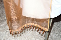 Sheer Christmas Amber Chair Bow Sash Ribbon Tie Back & Sparkle Placemat 12pc Set
