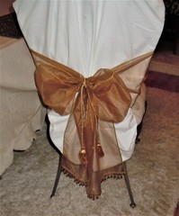 Sheer Christmas Amber Chair Bow Sash Ribbon Tie Back & Sparkle Placemat 12pc Set