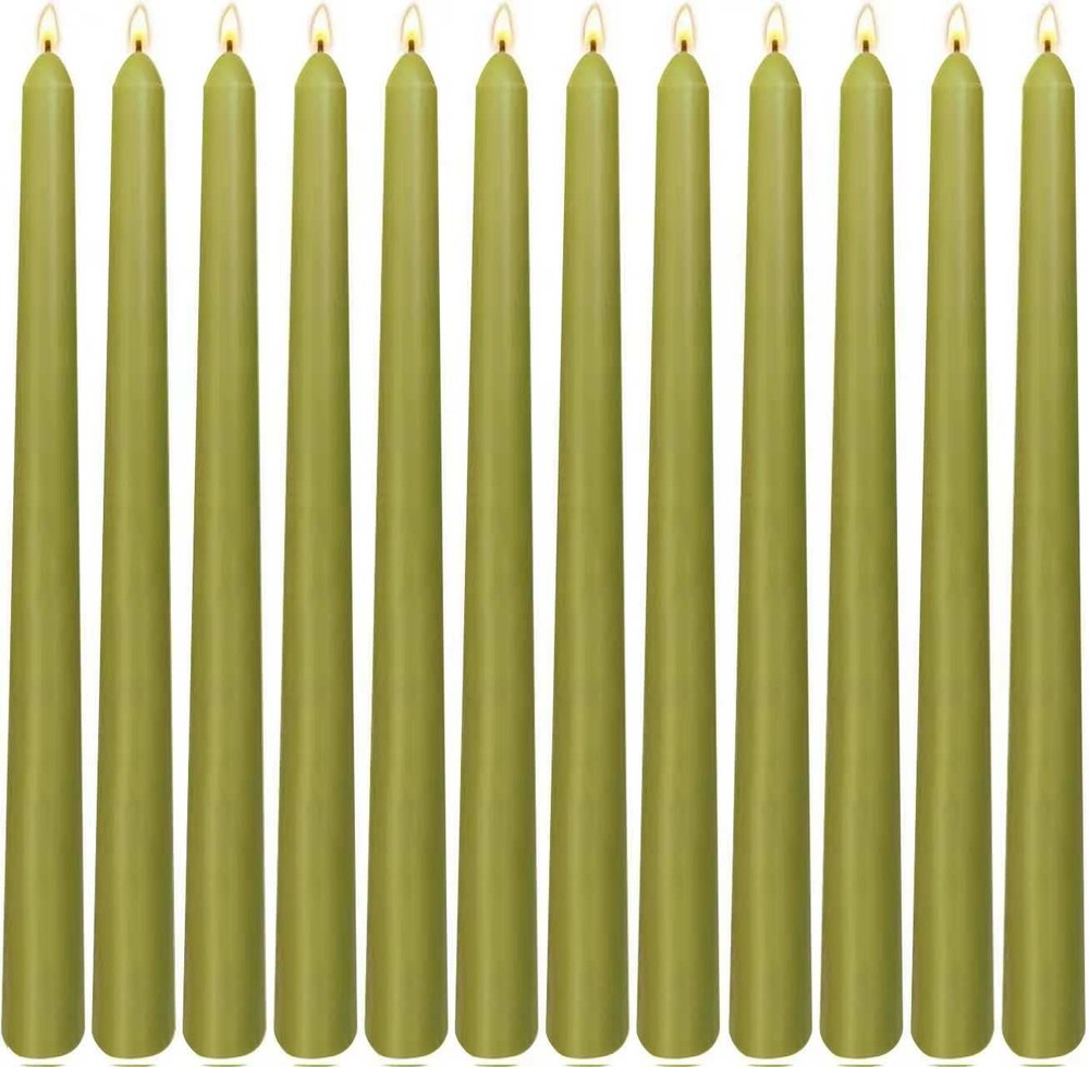 12-Pack Olive Green Taper Candles, 10 10 inches x 0.87 inches,