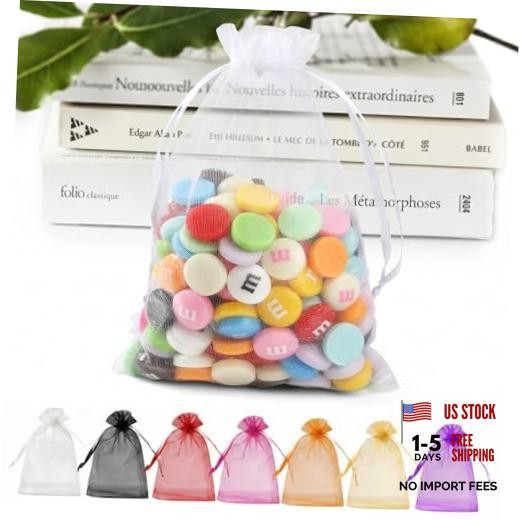50 Pack Organza Bags 5 x 7 in Small Mesh Gift Bags 1 count (Pack of 50) White