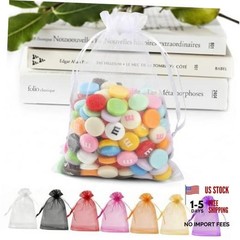50 Pack Organza Bags 5 x 7 in Small Mesh Gift Bags 1 count (Pack of 50) White