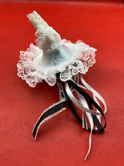 Bridal & Flower Girl Bouquets, Boutonnieres, Black and White with Red Roses