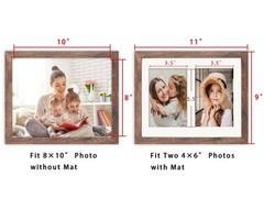 8×10 Picture Frame Brown Display 4×6 Double Photos Horizontal and Vertical Fo…