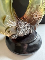 Rare Beautiful Pearl Illusion Centerpiece Table Vase Large 17” Tall Dark Base