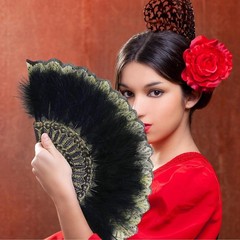 2 Pieces Feather Hand Fan Embroidered Flower Marabou 1920s Black