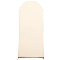 5 ft BEIGE Matte Fitted Spandex Round Top Arch Backdrop STAND COVER Party