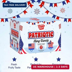 30 Pack Patriotic Ring Candy – Individually Wrapped 4th of July Flag & Star Suck