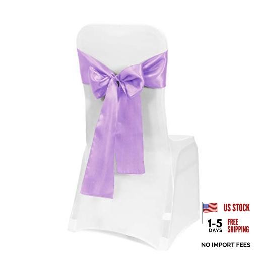 PCS Satin Chair Sashes Bows for Wedding Reception- Universal Chair 50 Lavender