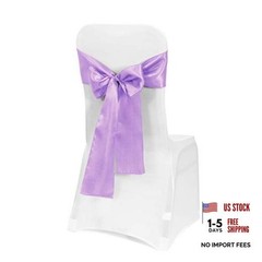PCS Satin Chair Sashes Bows for Wedding Reception- Universal Chair 50 Lavender