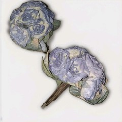 2 Artificial Vintage Dusty Blue Roses Wedding Bouquet Bridesmaid Home Decor