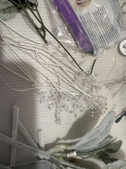 Wedding supplies lot used, Tea Lights, Flowers, Ribbon and Glass stones