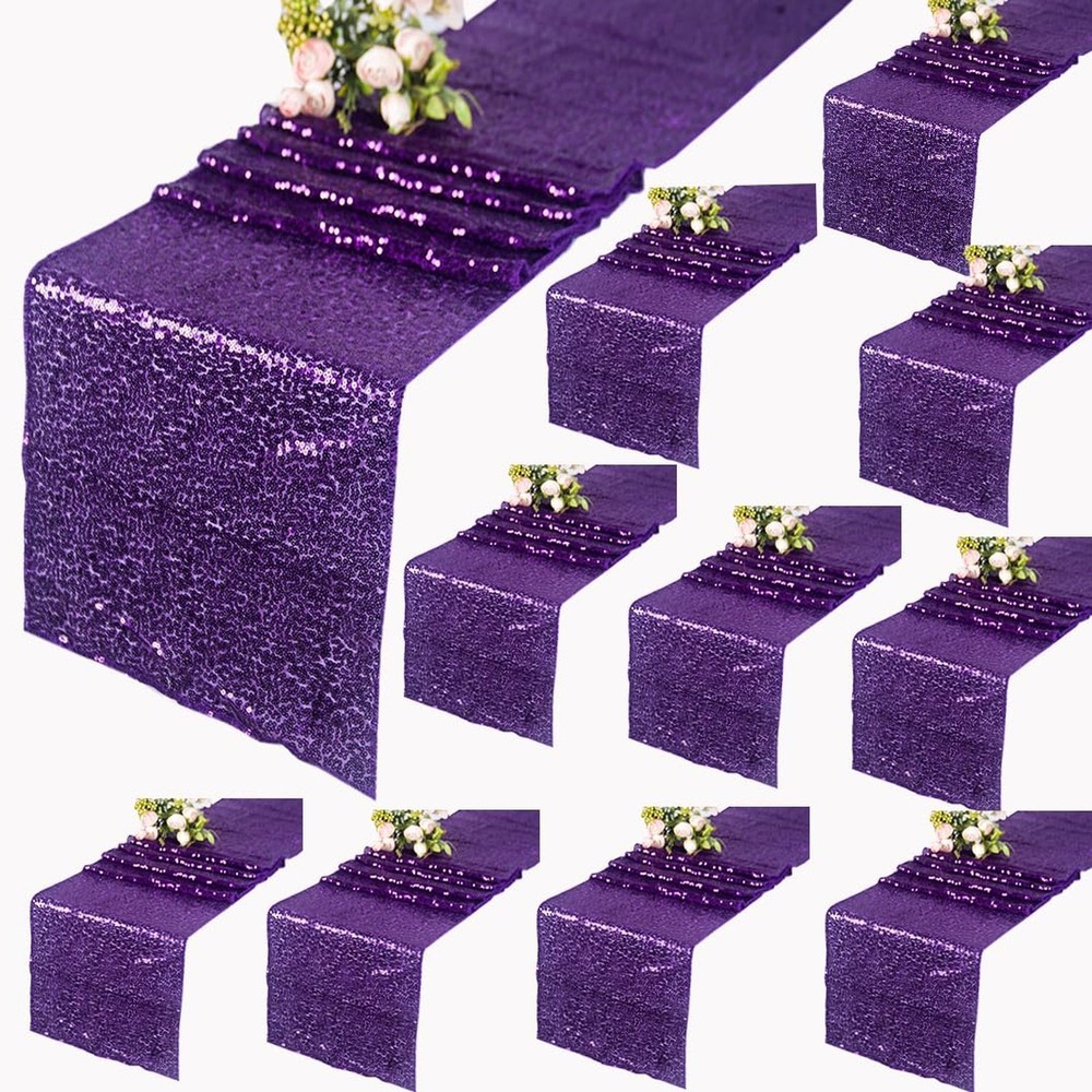 Table Runner Purple 10 Pack Sequin Table Runners 12×108 Inches Purple Table R…