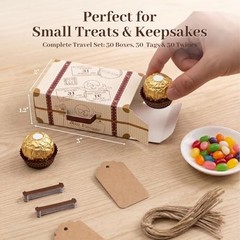 30PCS Mini Suitcase Favor Boxes, Party Favor Candy Box Vintage Kraft Paper