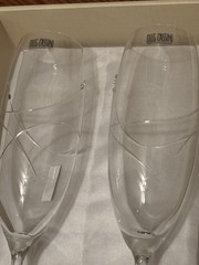 Oleg Cassini Tiara Crystal Champagne Toasting Flutes Set of 2 New In Box Czech