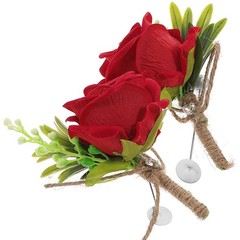 2 Pcs Wedding Groom Corsages Bridal Rose Boutonnieres Flower Decoration