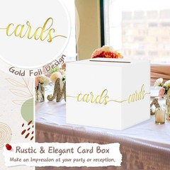 White Wedding Card Box Gold Foil Gift Card Box for Party Wedding Reception