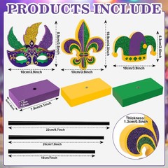 3 Pieces Mardi Gras Tiered Tray 11×10.4×9.3 inches, Green, Purple, and Yellow