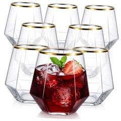 Lueumxc Diamond Plastic Wine Glasses,40 Pack Unbreakable Whiskey Cocktail Wine