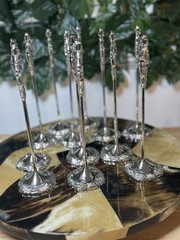 Nickel Place Card Holder 7 1/2″H Wedding Event Note Silver tone Set of 11