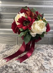 Elegant Bridal Bouquet Perfect for Fall and Winter Wedding Burgundy Orange