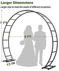 Queension Metal Wedding Arch | for Ceremony Party Decoration 8Ft Wide 7Ft Hig…