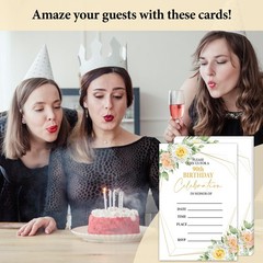 90th Floral Birthday Invitations with Envelopes, 4×6 inches, multicoloured