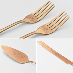 Wedding Cake Knife and Server Set, Rose Gold Cake Cutting Set for Wedding, 4 Pie