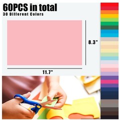 Koogel 60 Sheets Colored Cardstock, 8.5 x 11 x 11 inches, Multicolor