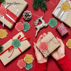 Christmas Wax Seal Stickers, 48 Pcs Gold Red Green Self Adhesive Sealing Wax …