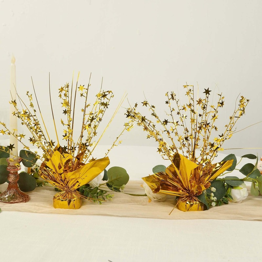 6 GOLD Metallic Star Foil Spray Centerpiece Table Decoration Wedding Party