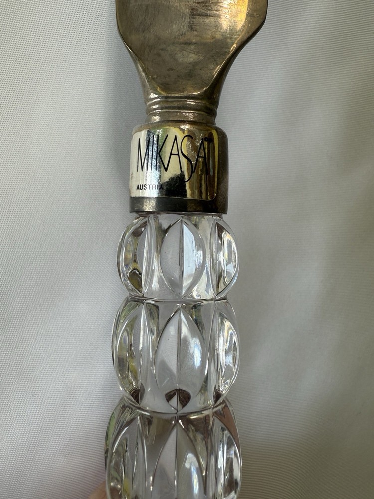 Vintage Mikasa Austria Crystal Handle Cake Knife 14ʼ Serrated With Original Box