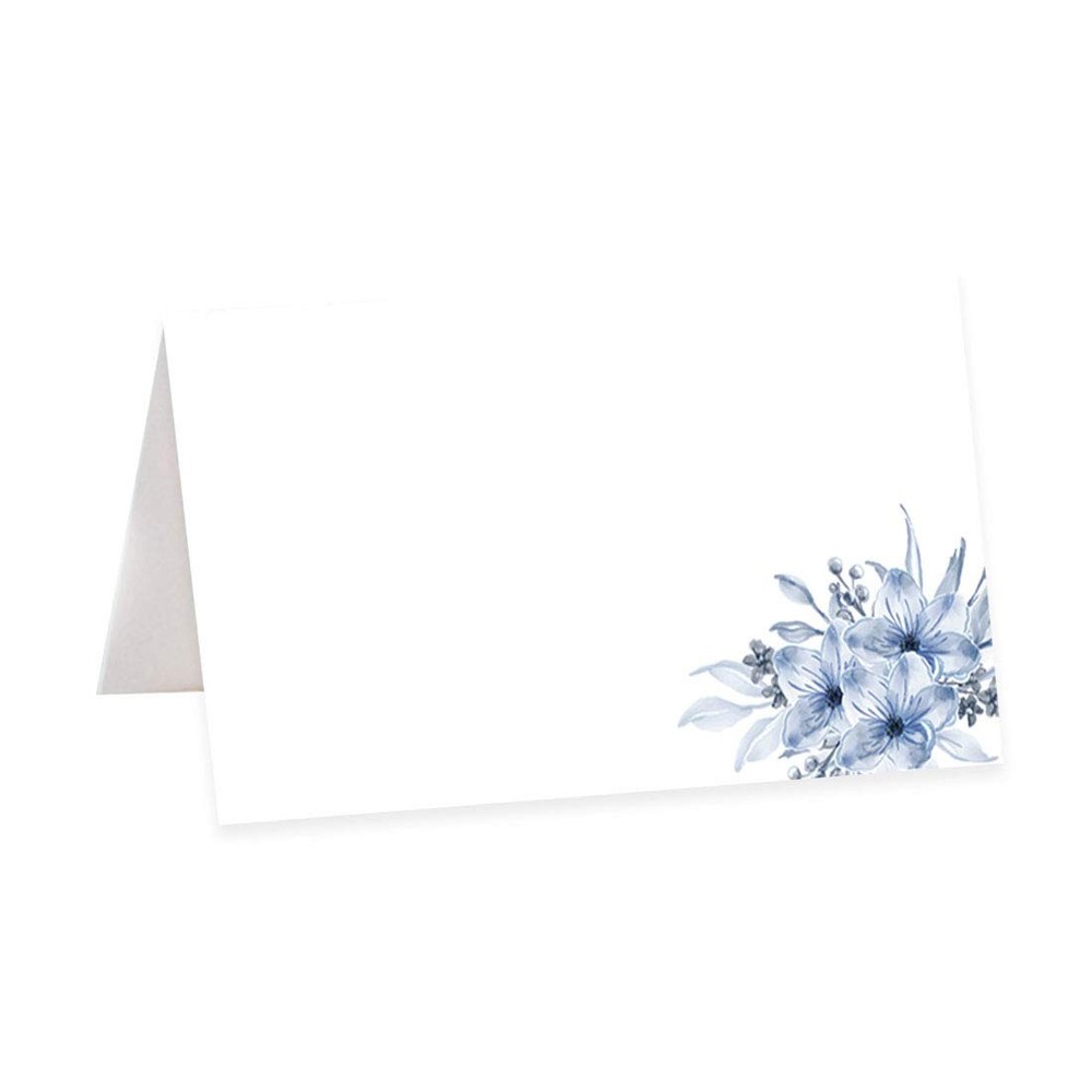 56 PCS Dusty Blue Florals Table Tent Place Cards 2×3.5 Inches Wedding Bridal