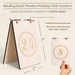 Table Top Decorations Numbers for Wedding Reception 1-24 Double Sided Real Wood