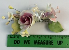 Vintage Porcelain Flowers on Wire Wedding Corsage Pink Handcrafted Unique