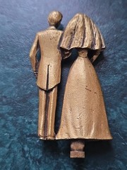 Vintage Bride And Groom Brass Topper